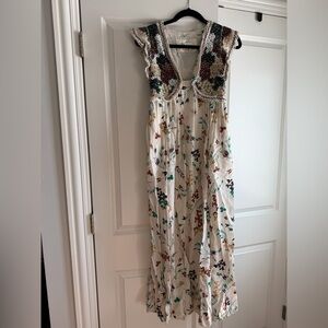 Anthropologie Crochet Satin Dress